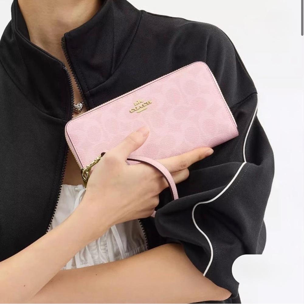 Coach Powder Pink Long Zip Around Wallet